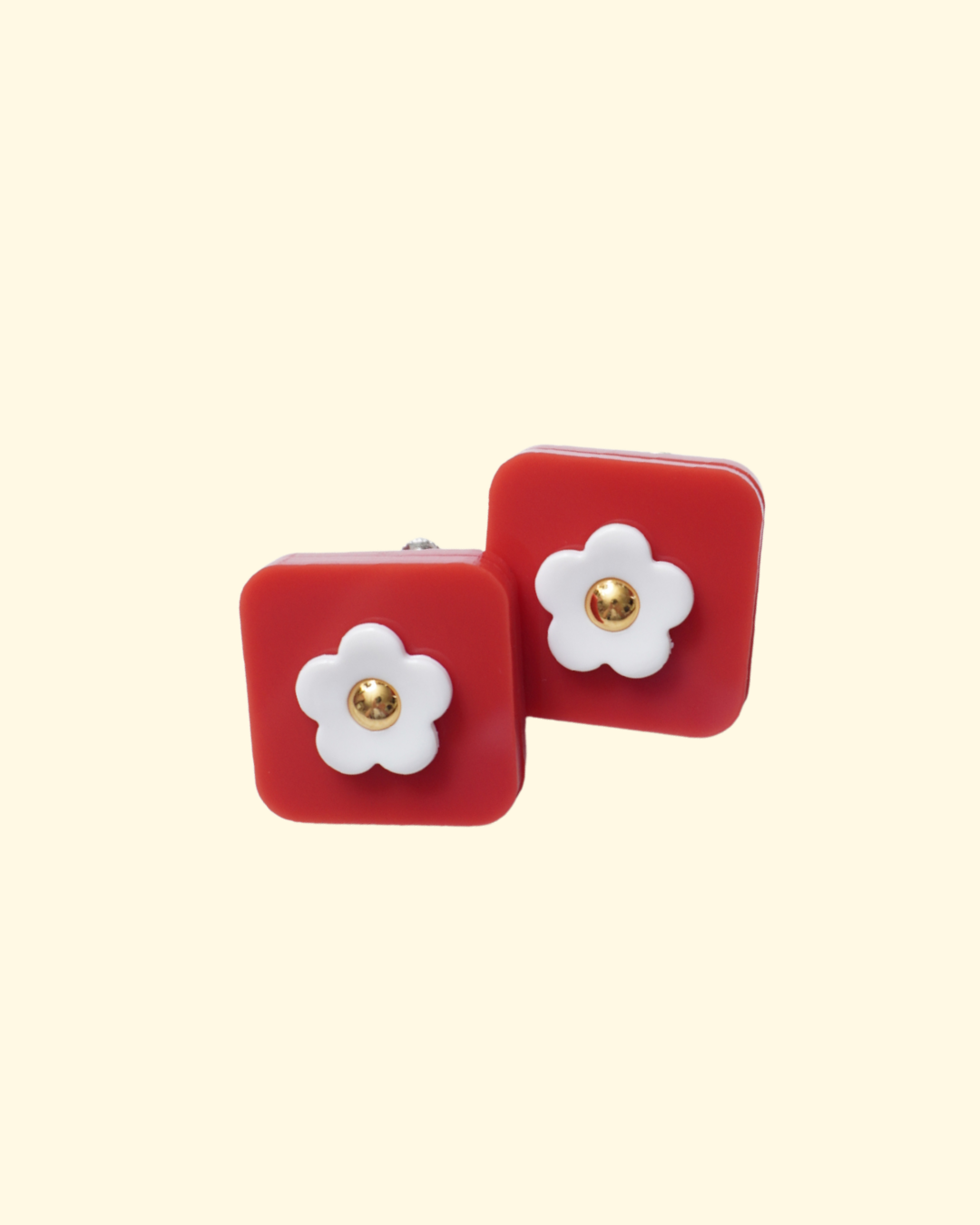 SQUARE FLOWER EARRING / PIERCE