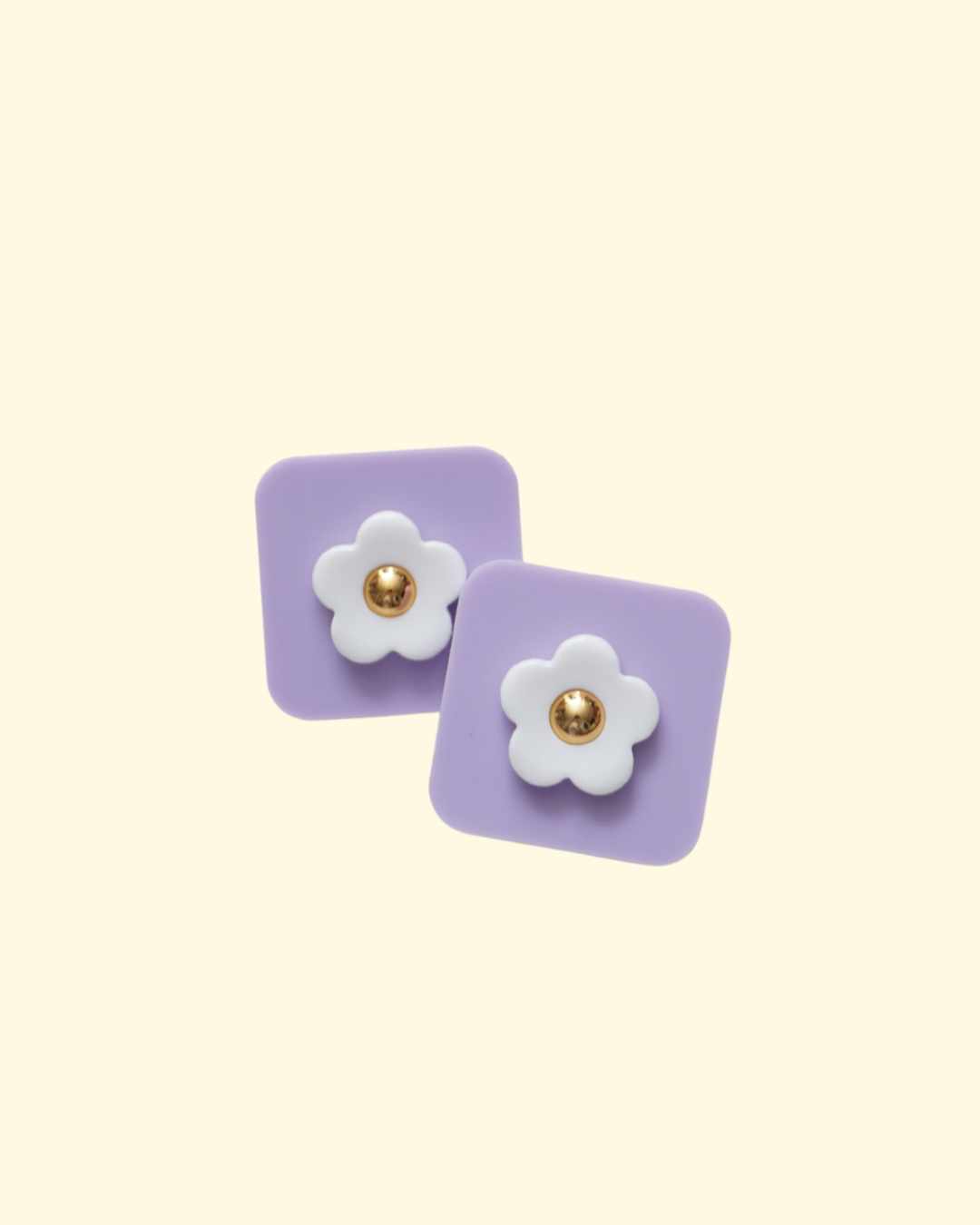 SQUARE FLOWER EARRING / PIERCE
