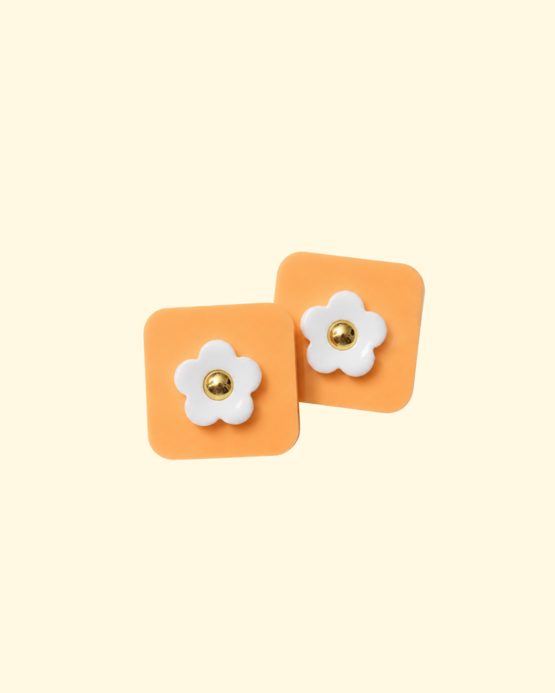 SQUARE FLOWER EARRING / PIERCE