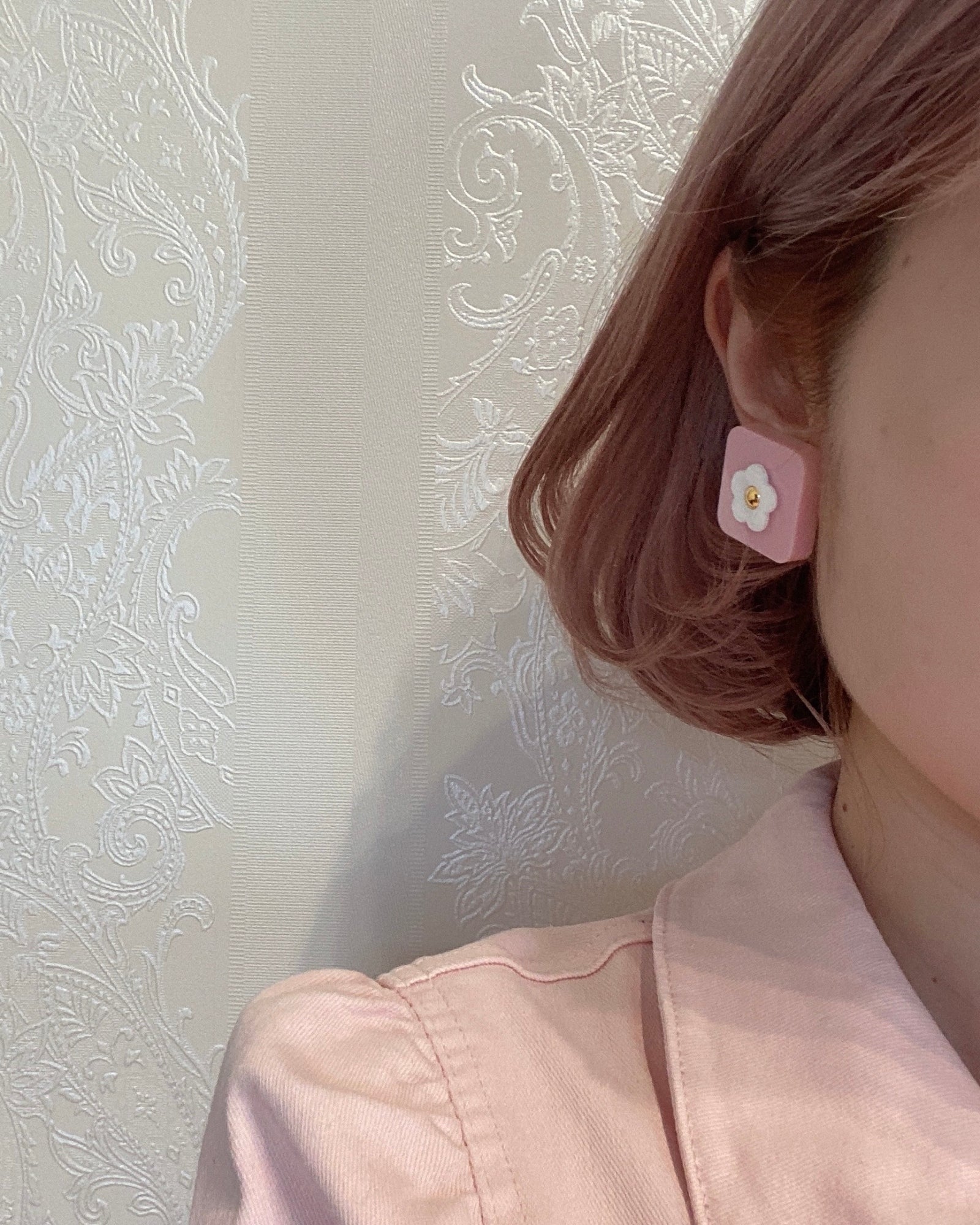 SQUARE FLOWER EARRING / PIERCE
