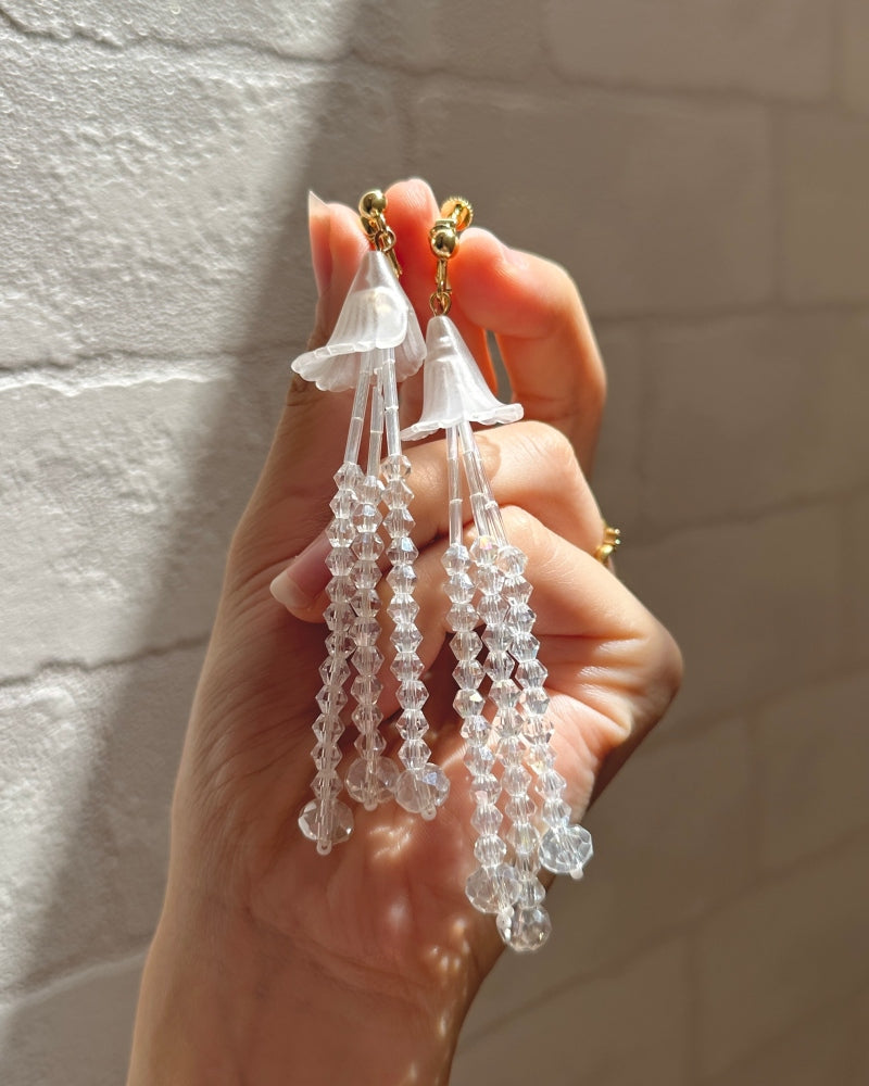 CLEAR TASSEL EARRING / PIERCE