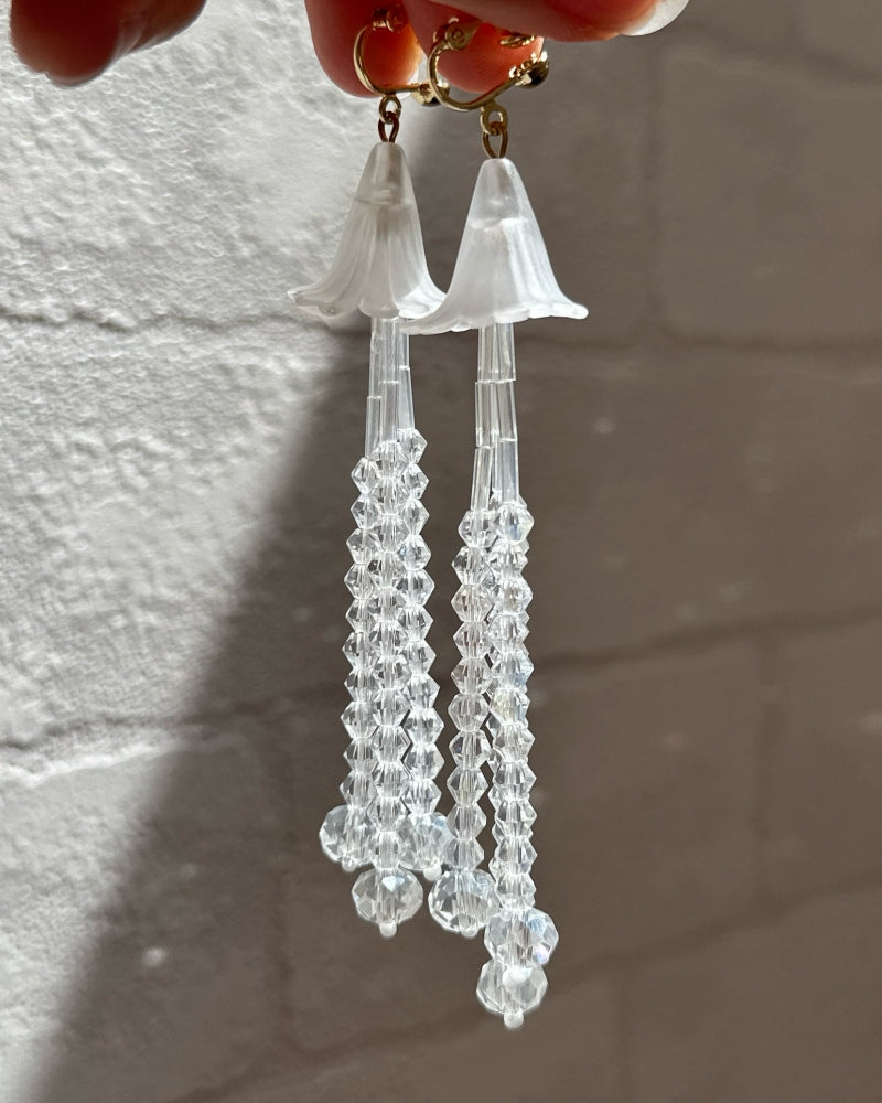 CLEAR TASSEL EARRING / PIERCE