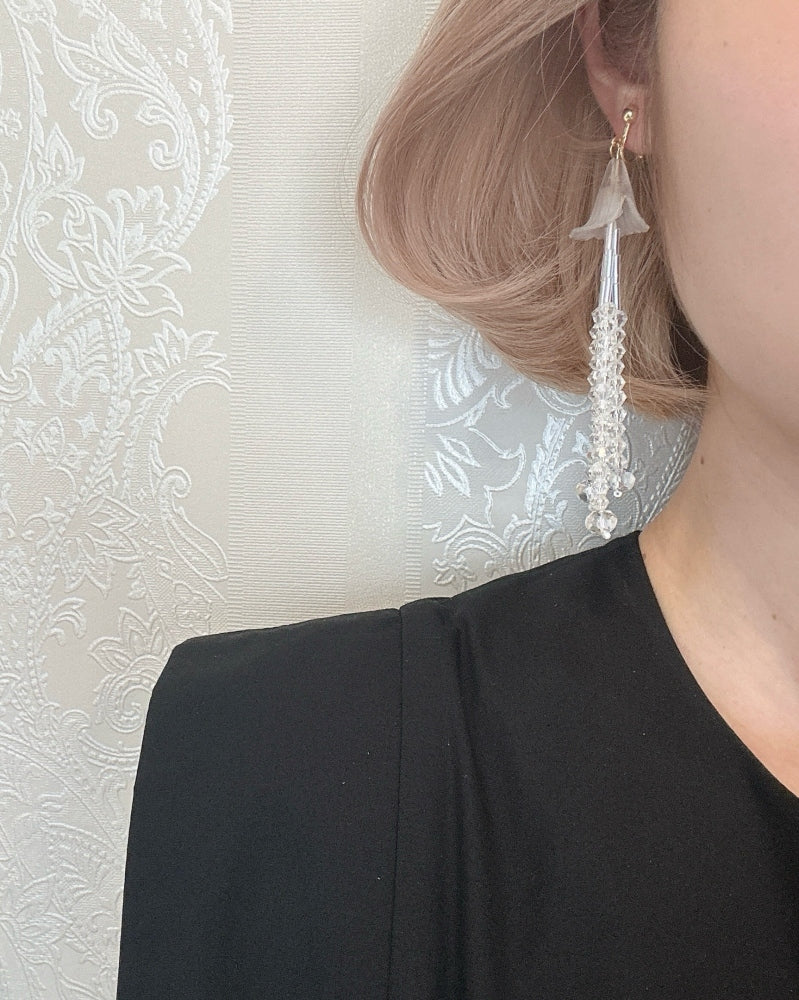 CLEAR TASSEL EARRING / PIERCE